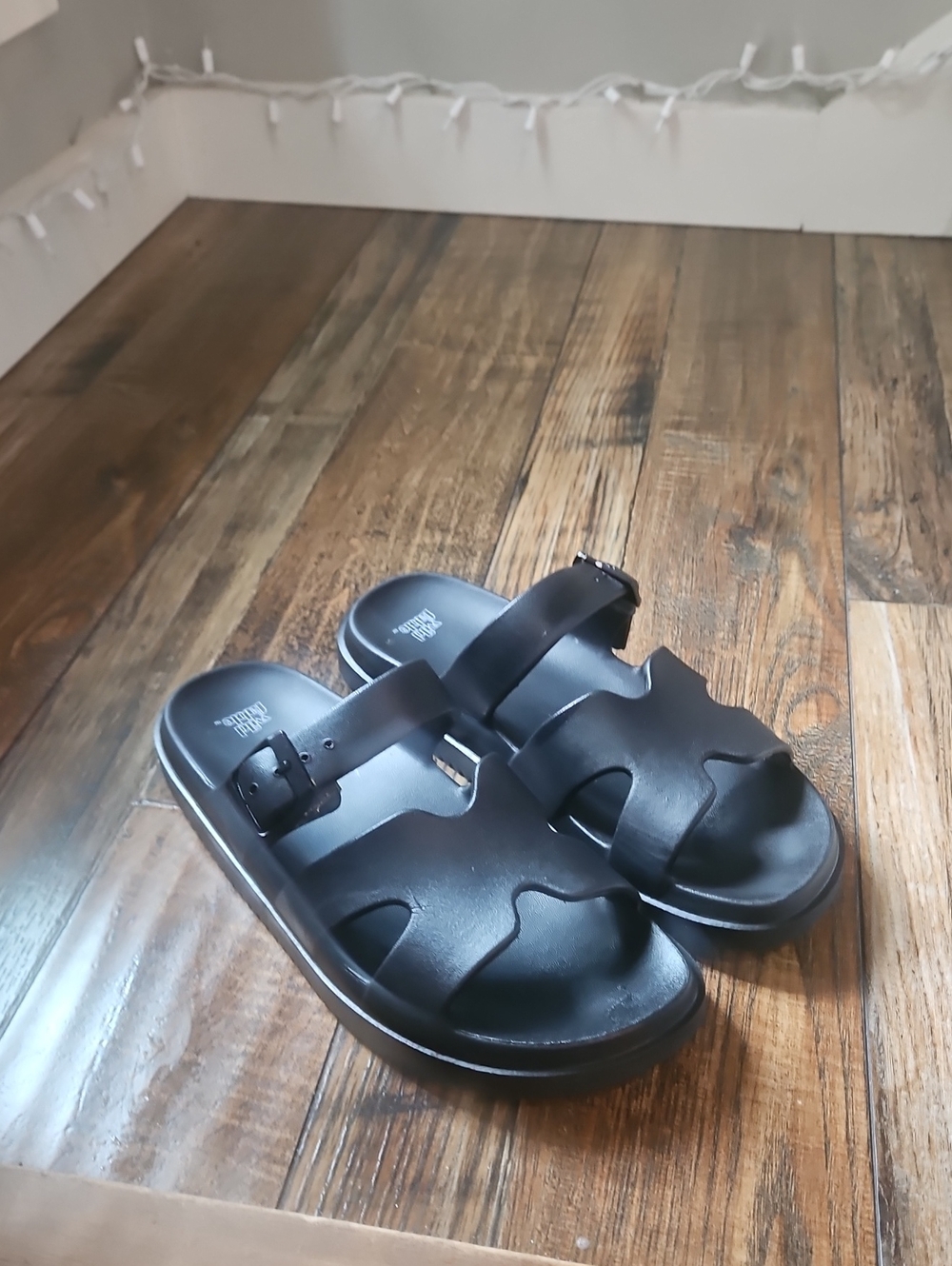 Wild Fable "Target" Chunky Black‎ Slide Sandals with Buckle Strap